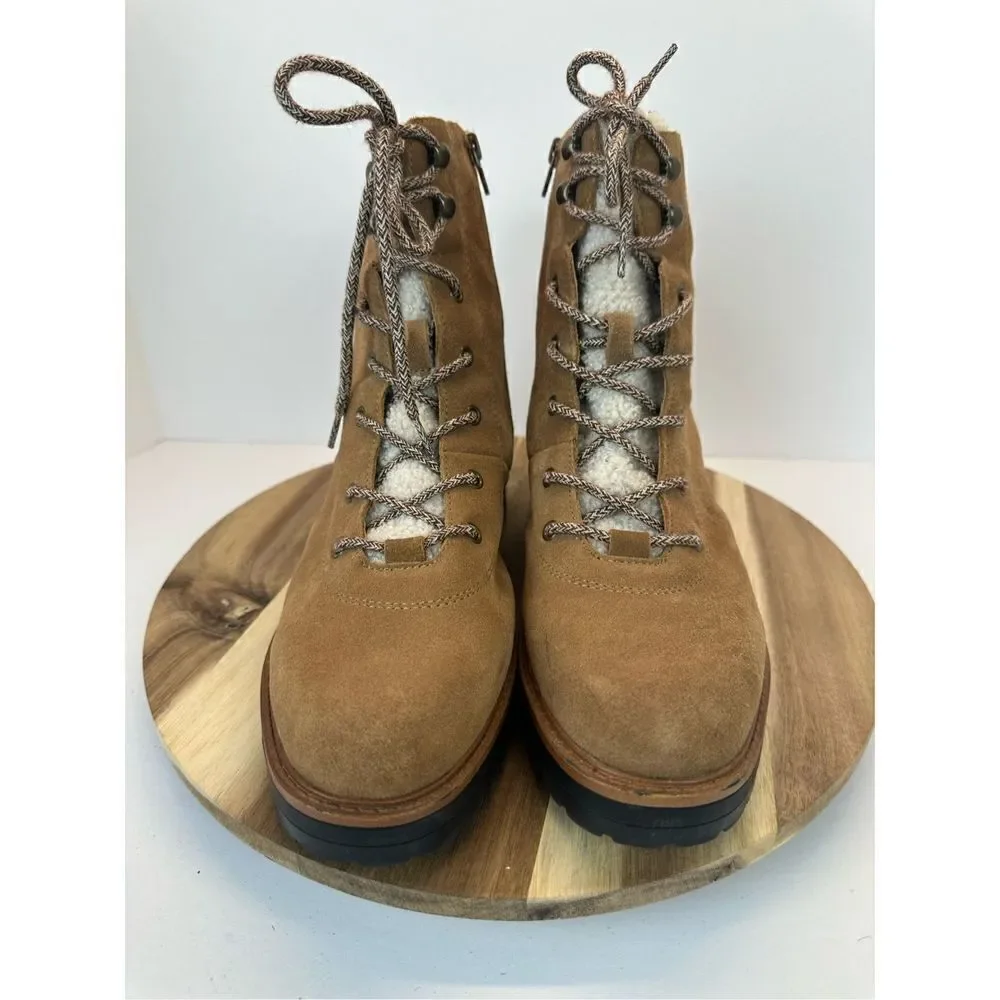 MARC FISHER size 10 IZMA Shearling Hiker Boots Booties Shoes
